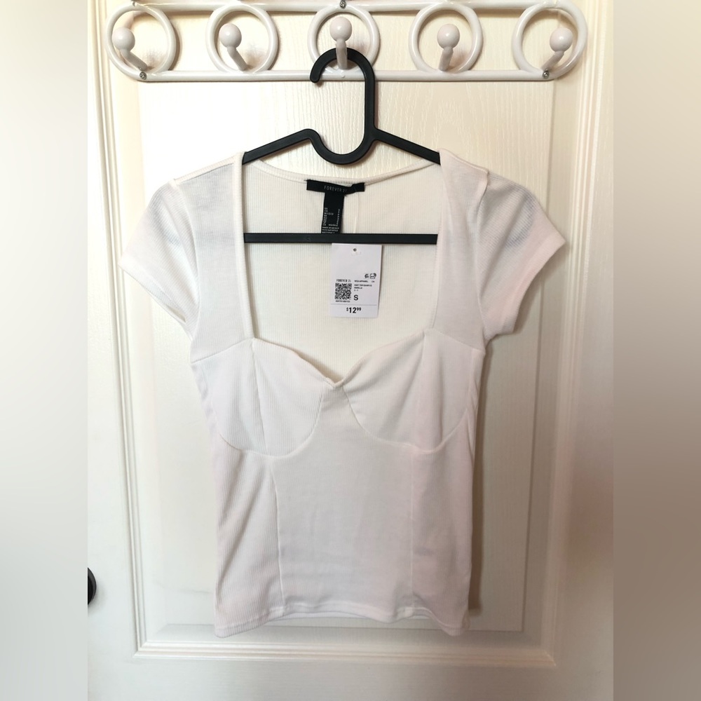 FOREVER21 White Knit Top (SIZE S)